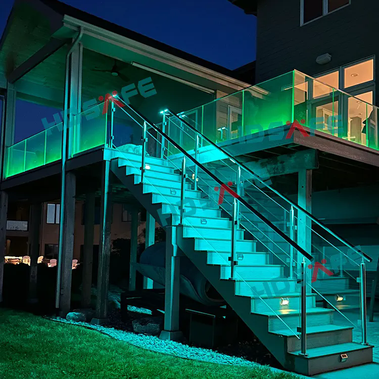 HDSAFE Glass Handrail Factory Balcony Glass Panel Terrace Aluminum U Channel Frameless Tempered Glass Railing Deck Balustrade