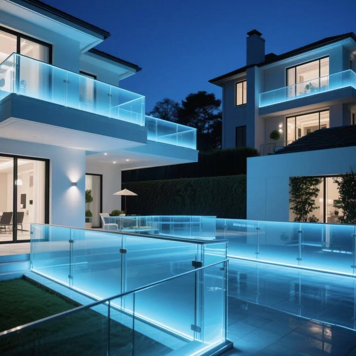 HDSAFE Aluminum SUS 304 Stainless Steel Safety u Channel Glass Handrails For Balcony Aluminum Glass Balustrade U-shape Aluminum Railing